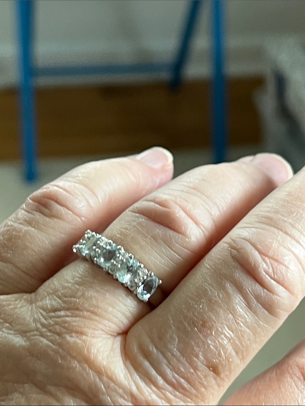 Ross-Simons Silver aquamarine withCubic Zirconia Ring